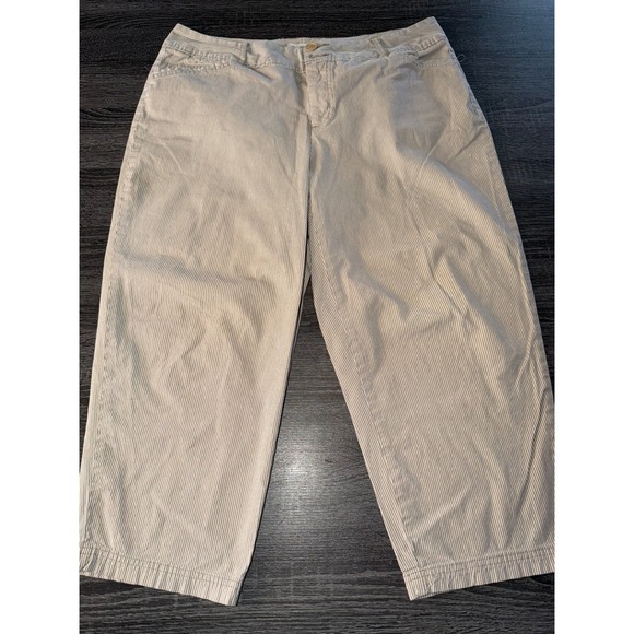 St. John's Bay Pants - St. John's Bay Woman 16W Stretch Tan Striped Capri Pants Plus Size Casual